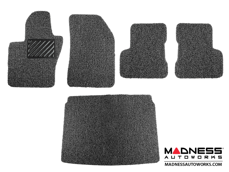 FIAT 500X Floor Mats + Cargo Mat - All Weather - Rubber Woven Carpet - Black - Grey 
